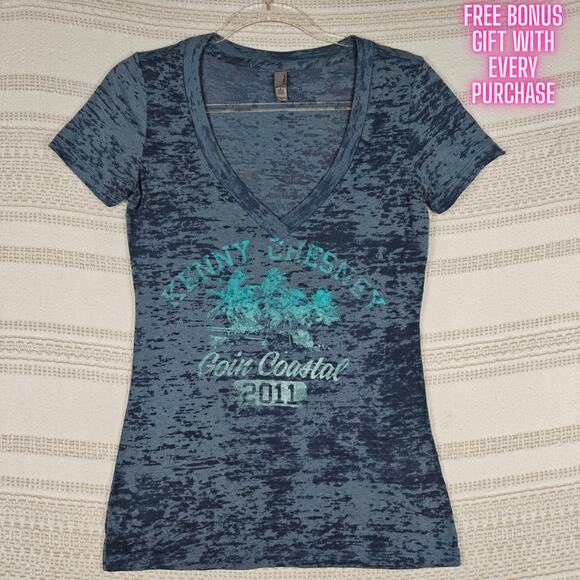 Kenny Chesney Goin Coastal 2011 Tour T-Shirt Next Level Blue Sheer Size M - Picture 1 of 7